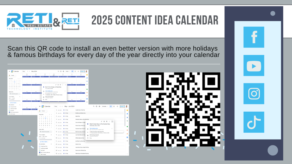 RETI 2025 Content Idea Posting Calendar Install