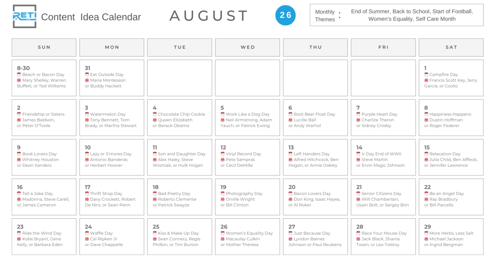 RETI Content Calendar 2026 August p12 image